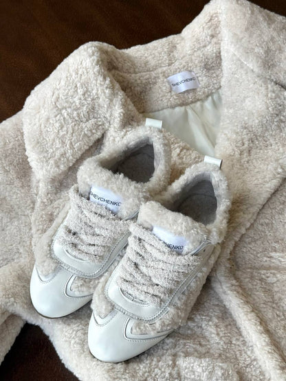 Кеди з хутром, молочний (термін передзамовлення 5-7 робочих днів)