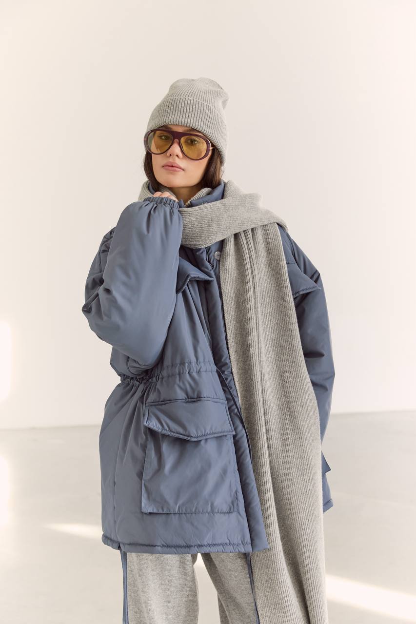 Шарф з вовни ягня, сірий