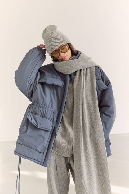 Шарф з вовни ягня, сірий