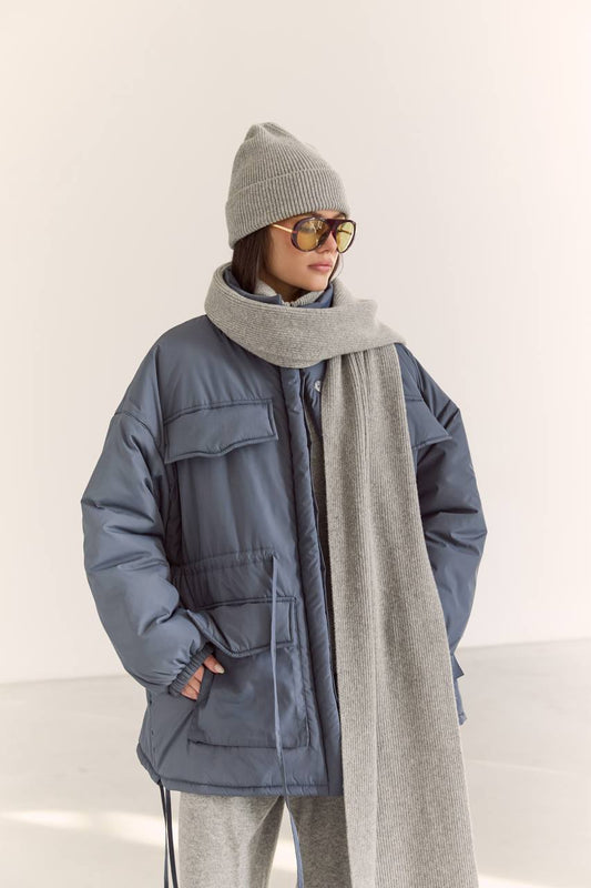 Шарф з вовни ягня, сірий