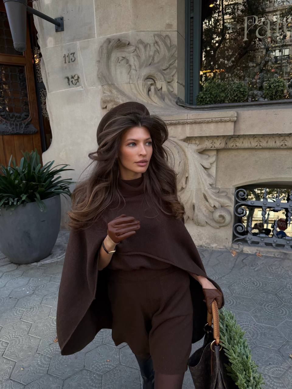 Кейп з вовни ягня, шоколадний