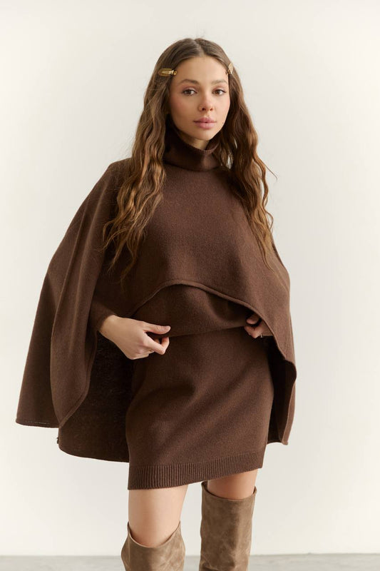 Кейп з вовни ягня, шоколадний