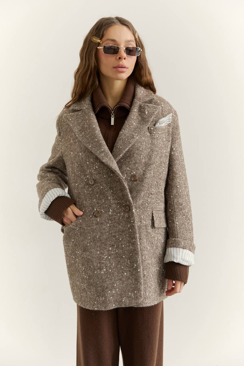 Жакет з вовни, бежево-коричневий