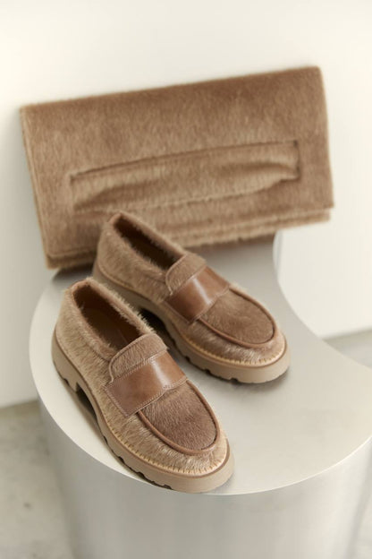 Лофери з екошкіри поні, карамельний