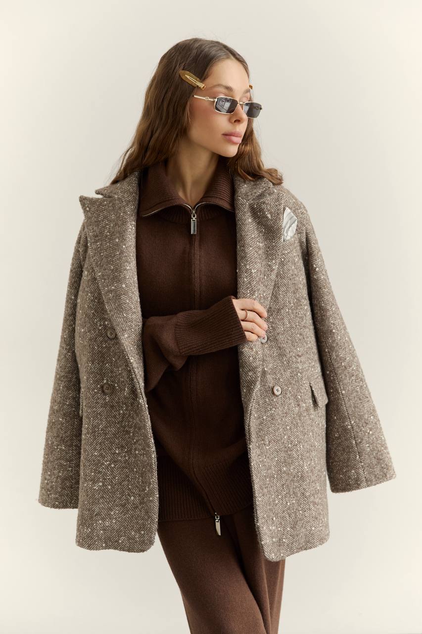 Жакет з вовни, бежево-коричневий
