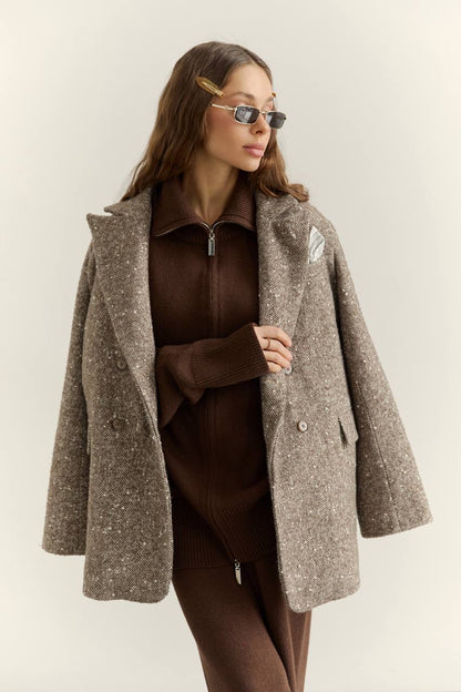 Жакет з вовни, бежево-коричневий