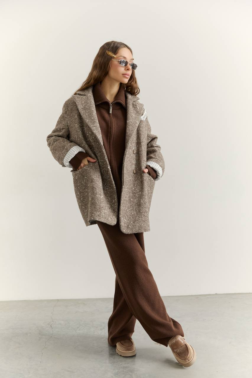 Жакет з вовни, бежево-коричневий