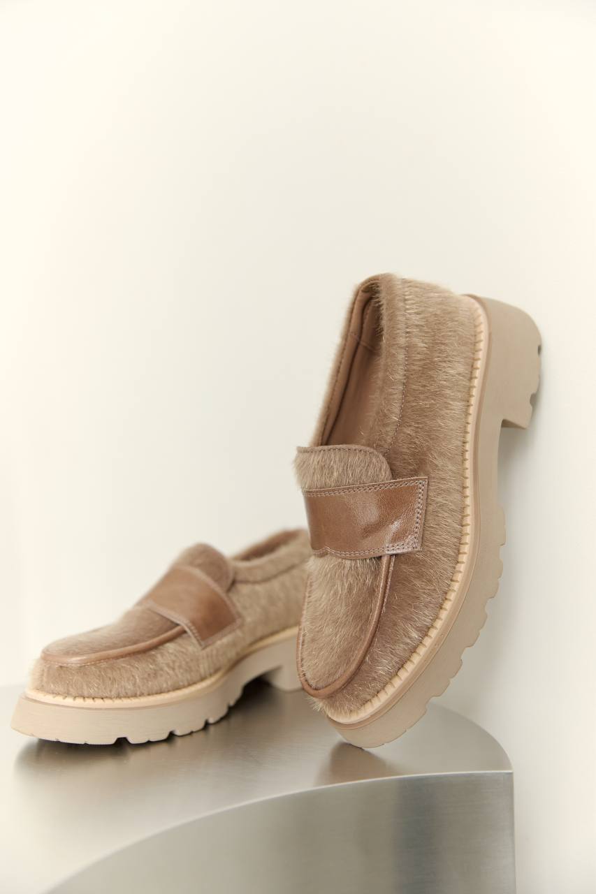 Лофери з екошкіри поні, карамельний