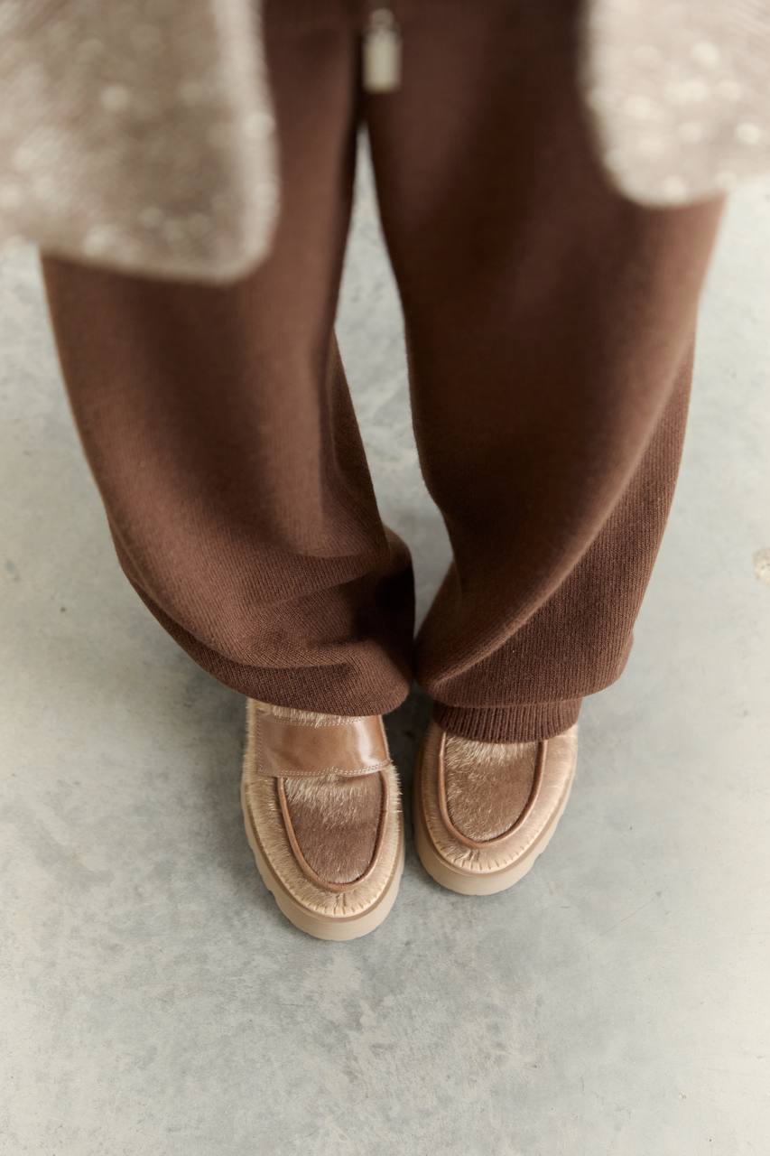 Лофери з екошкіри поні, карамельний