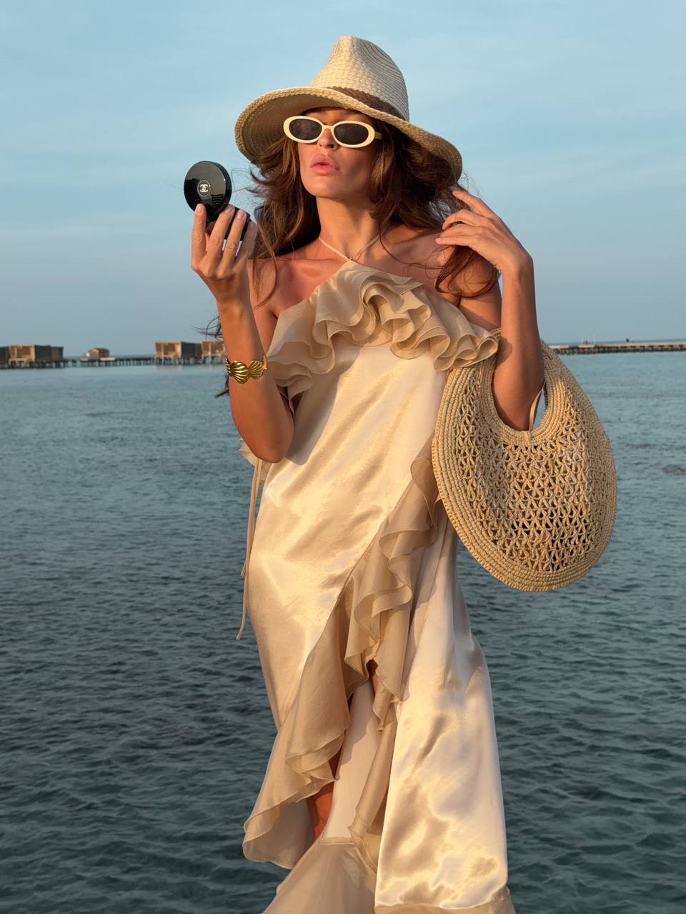 Сукня міді з віскози, бежевий