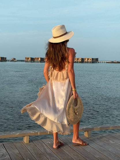 Сукня міді з віскози, бежевий