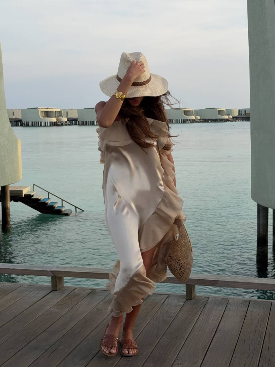 Сукня міді з віскози, бежевий