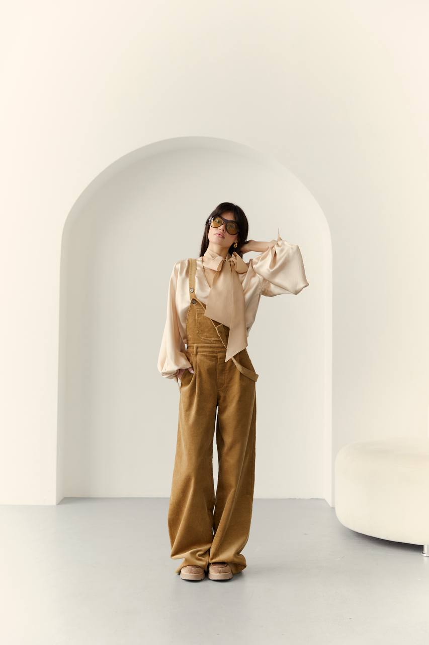 Комбінезон з вельвету, бежево-карамельний