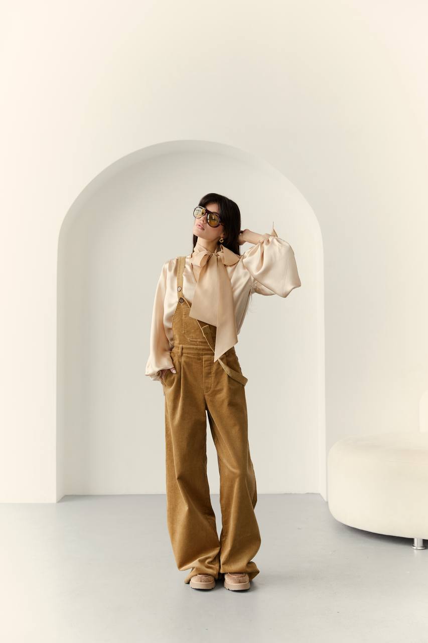 Комбінезон з вельвету, бежево-карамельний