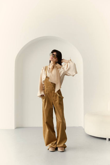 Комбінезон з вельвету, бежево-карамельний