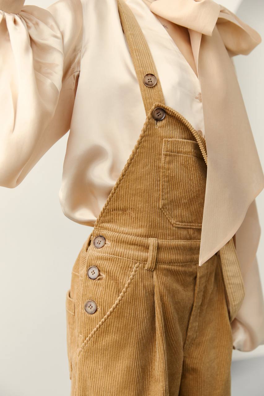 Комбінезон з вельвету, бежево-карамельний