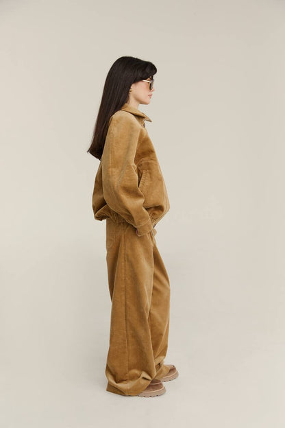 Комбінезон з вельвету, бежево-карамельний