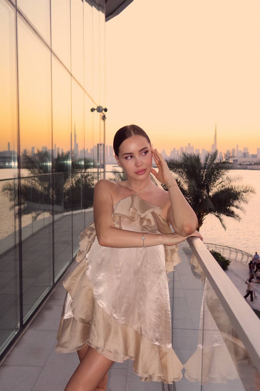 Сукня міні з віскози, бежевий