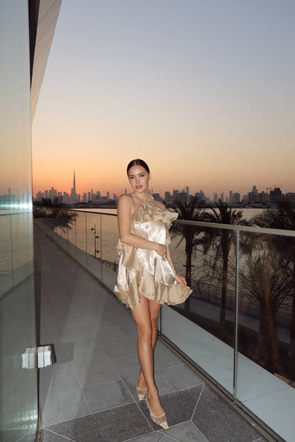 Сукня міні з віскози, бежевий