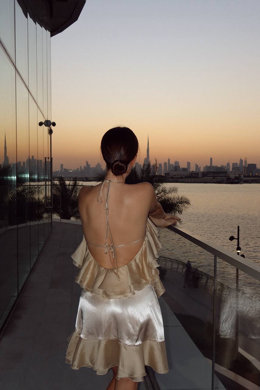 Сукня міні з віскози, бежевий