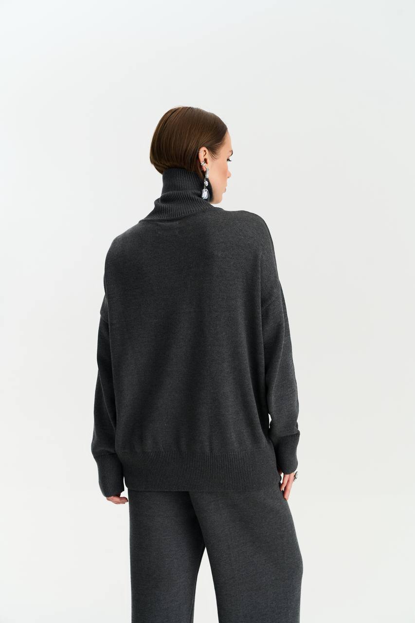 Комплект з бавовни кардиган на блискавці і брюки, графітовий