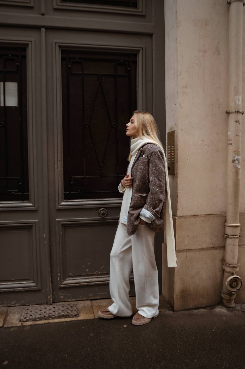 Жакет з вовни, бежево-коричневий