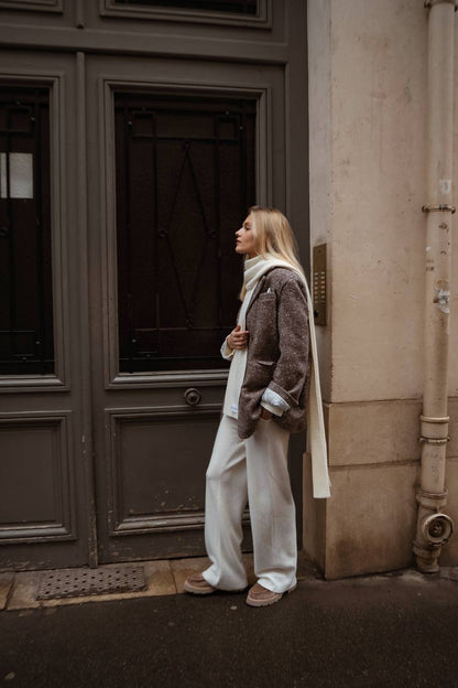 Жакет з вовни, бежево-коричневий