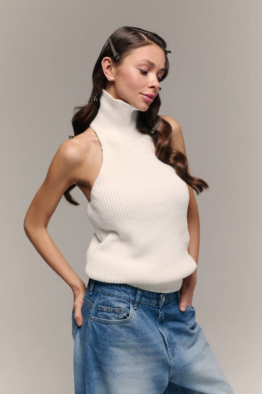 Топ з відкритою спинкою, молочний